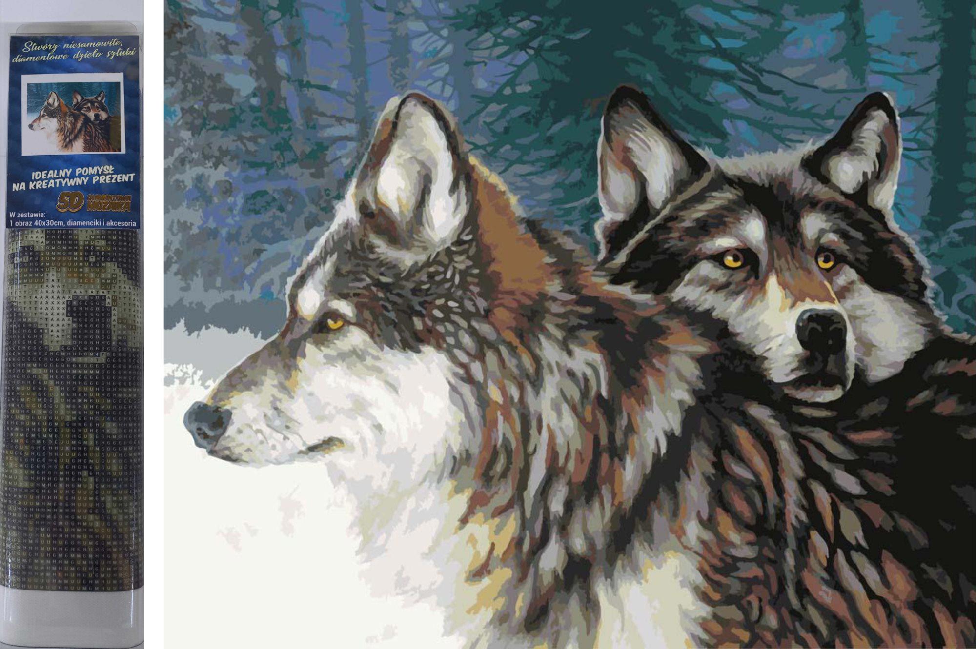 Puzzle Diamantový obraz Vlci v zime 30x40cm