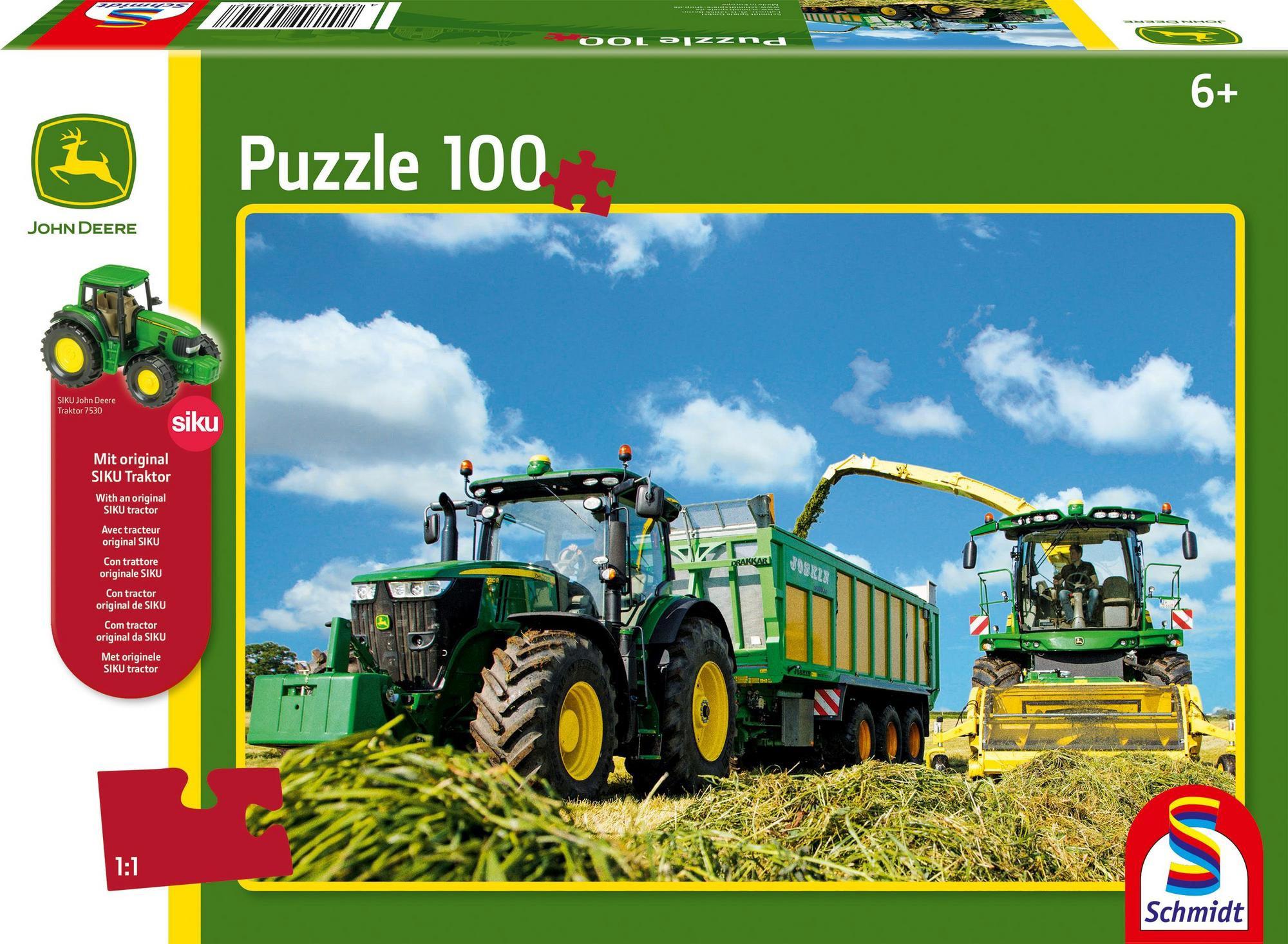 Puzzle Traktor John Deere s frézou + model SIKU