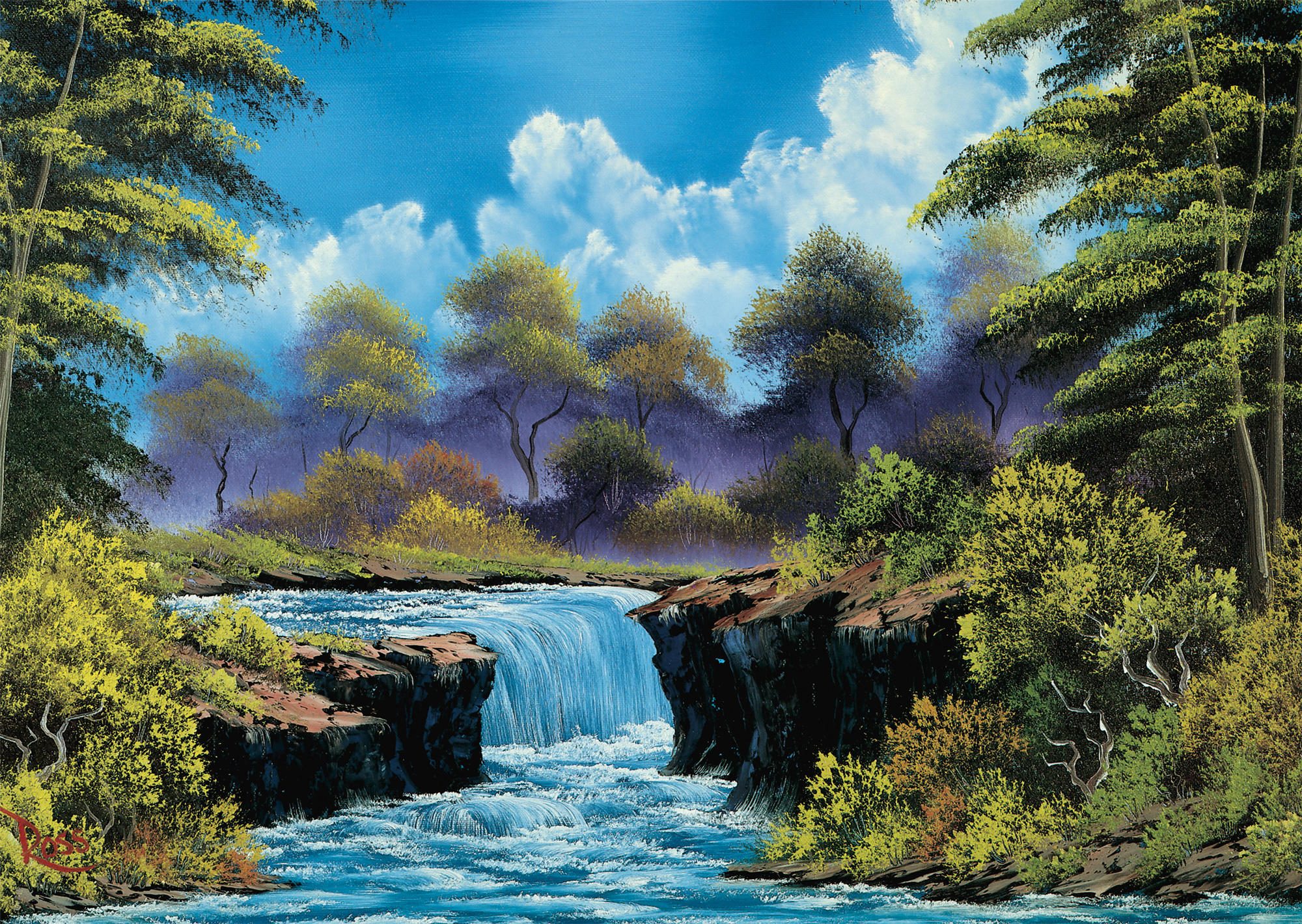 Puzzle Bob Ross: Waterfall in the glade
