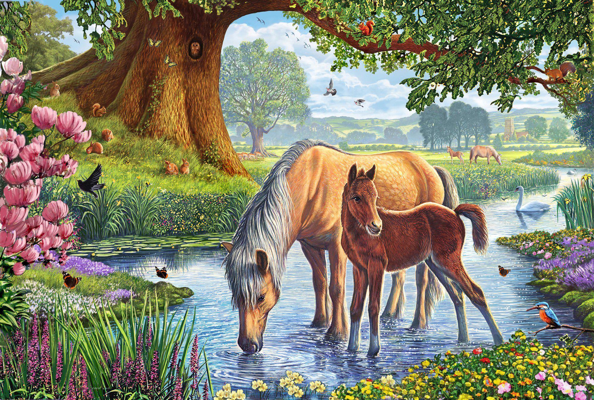 Puzzle Cavalli nel fiume