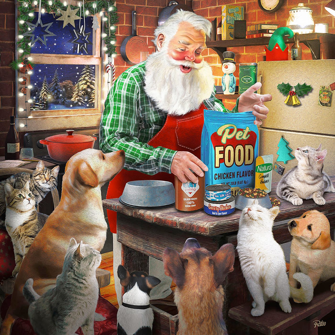 Puzzle Santa and His Pets