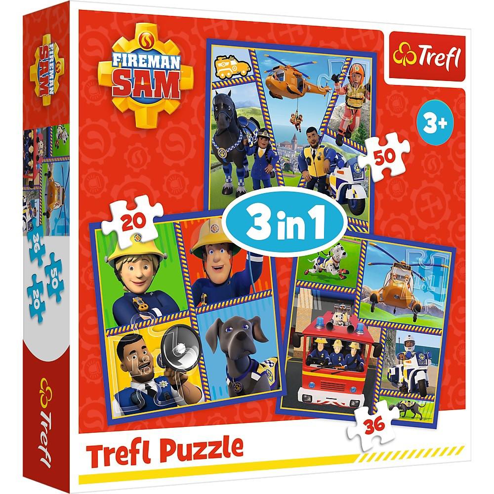 Puzzle 3v1 hasič Sam Day