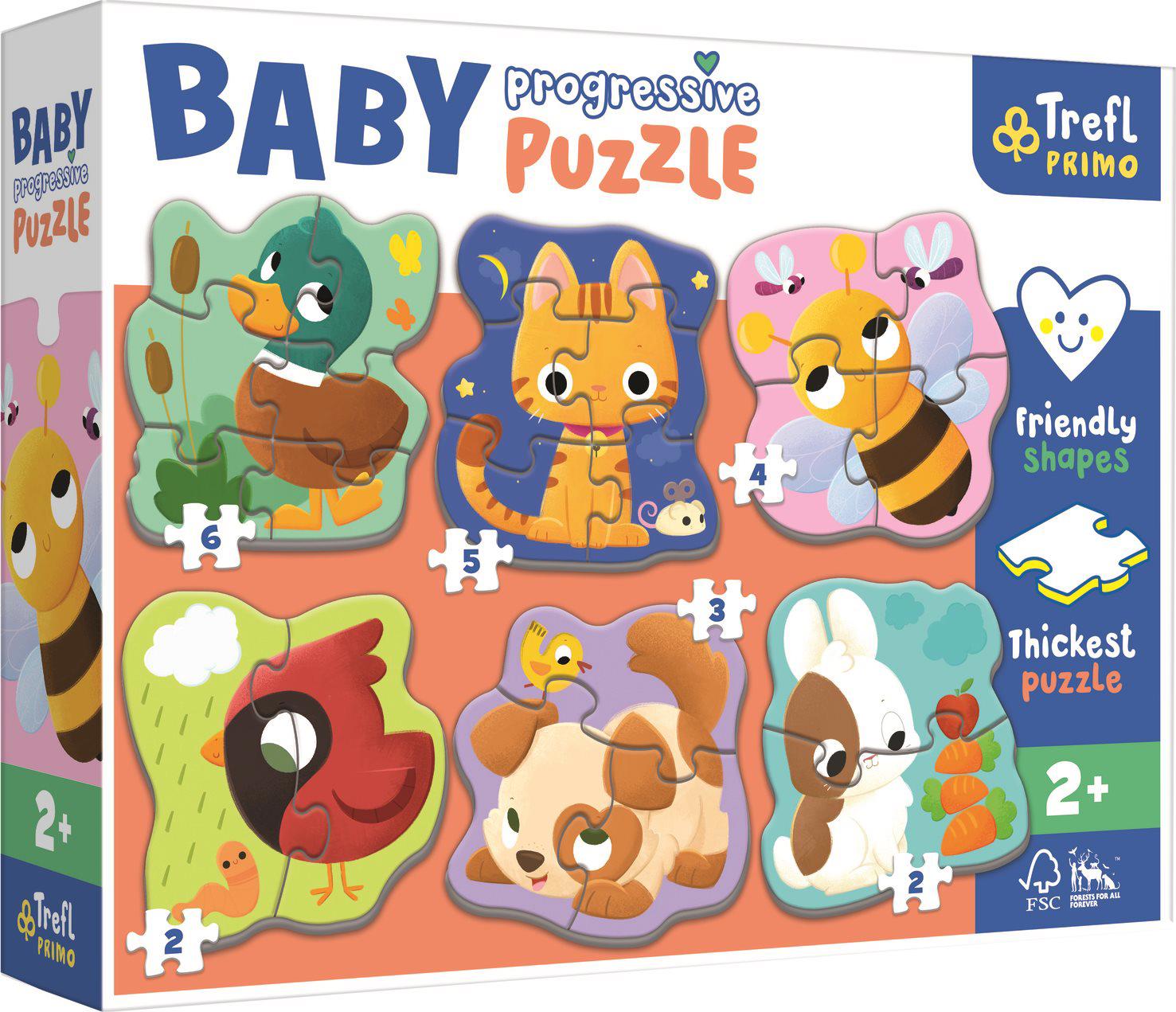 Puzzle 6v1 Bebé Progresivo Puzzle Animales, 1 - 39 piezas