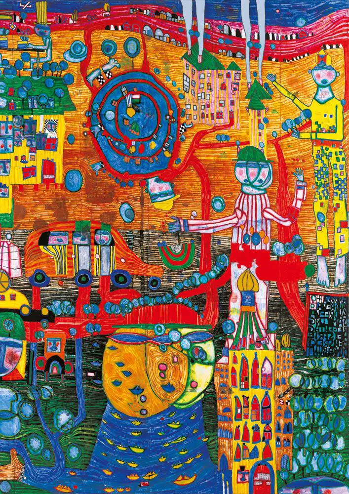 Puzzle Friedensreich Hundertwasser: the 30 Days Fax Painting, 1996