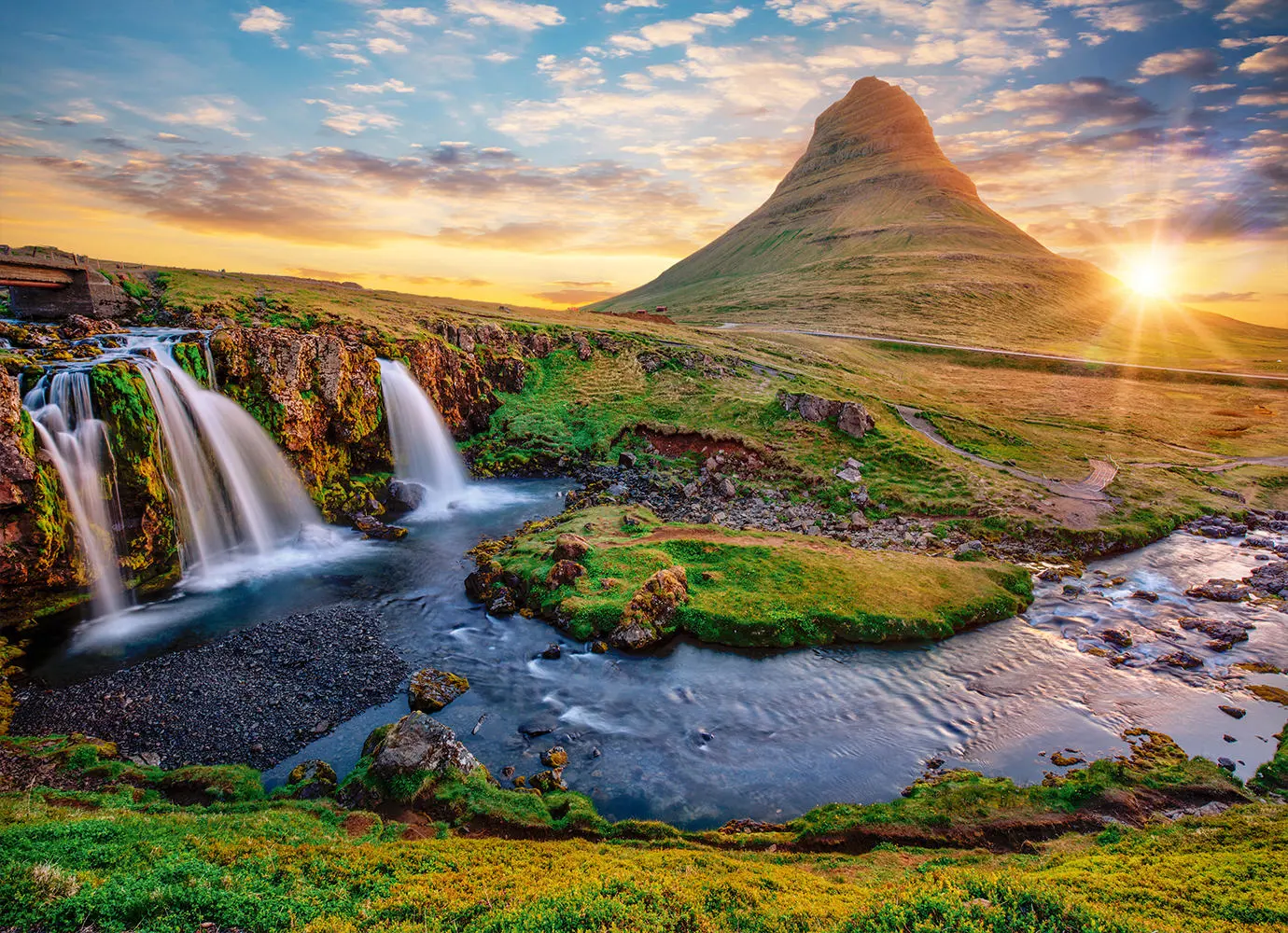 Puzzle Waterfall in Iceland, Kirkjufellsfoss