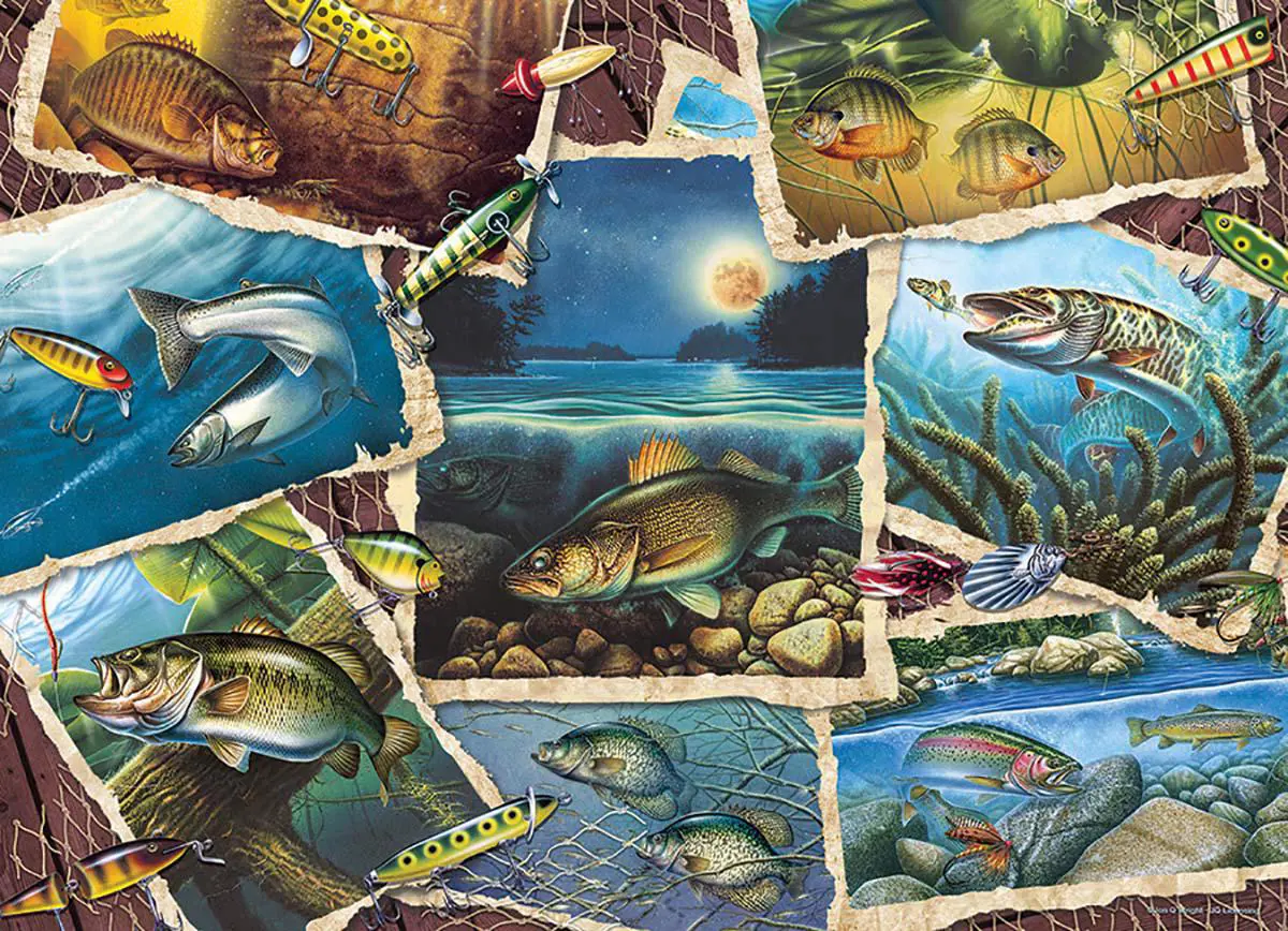 cobble hill fishing lures puzzle 1000 Piece - and the puzzles are made using a textured linen print paper which reduces the glare and provides a nice finish Cobble Hill 1000-Piece Fishing Lures