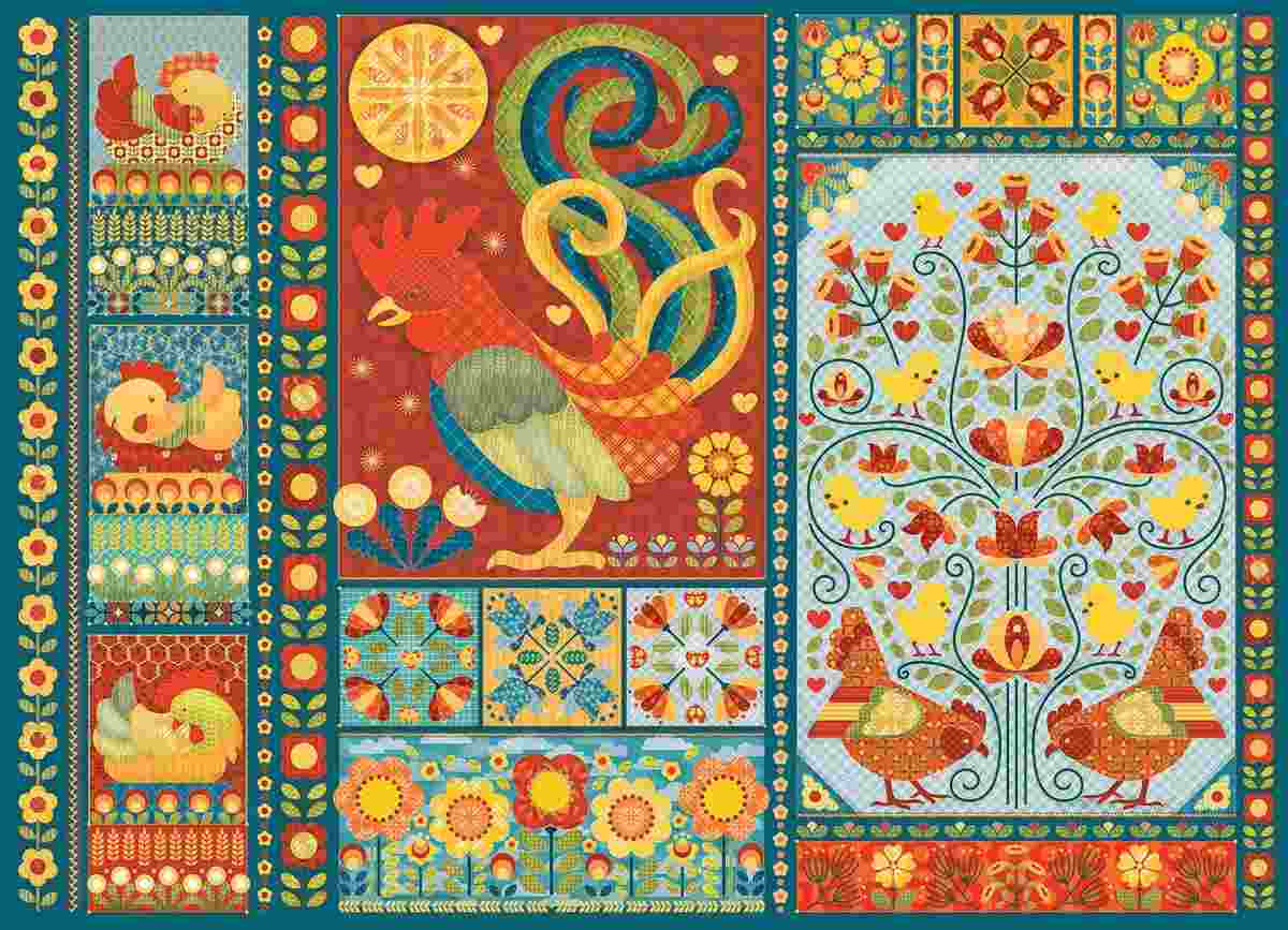 Puzzle Scandi Chicken Quilt