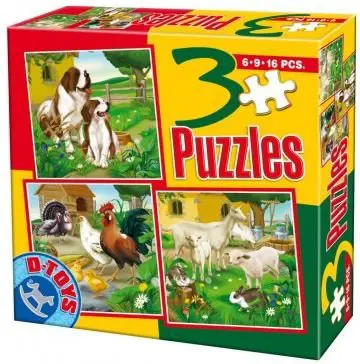 Puzzle 3v1 Domáce zvieratá