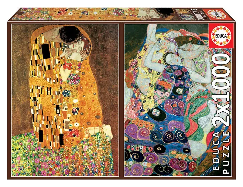 Puzzle 2x1000 Vincent van Gogh: Virgin and Gustav Klimt: Kiss, 1 