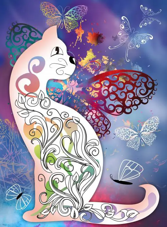 Puzzle Cat and butterflies