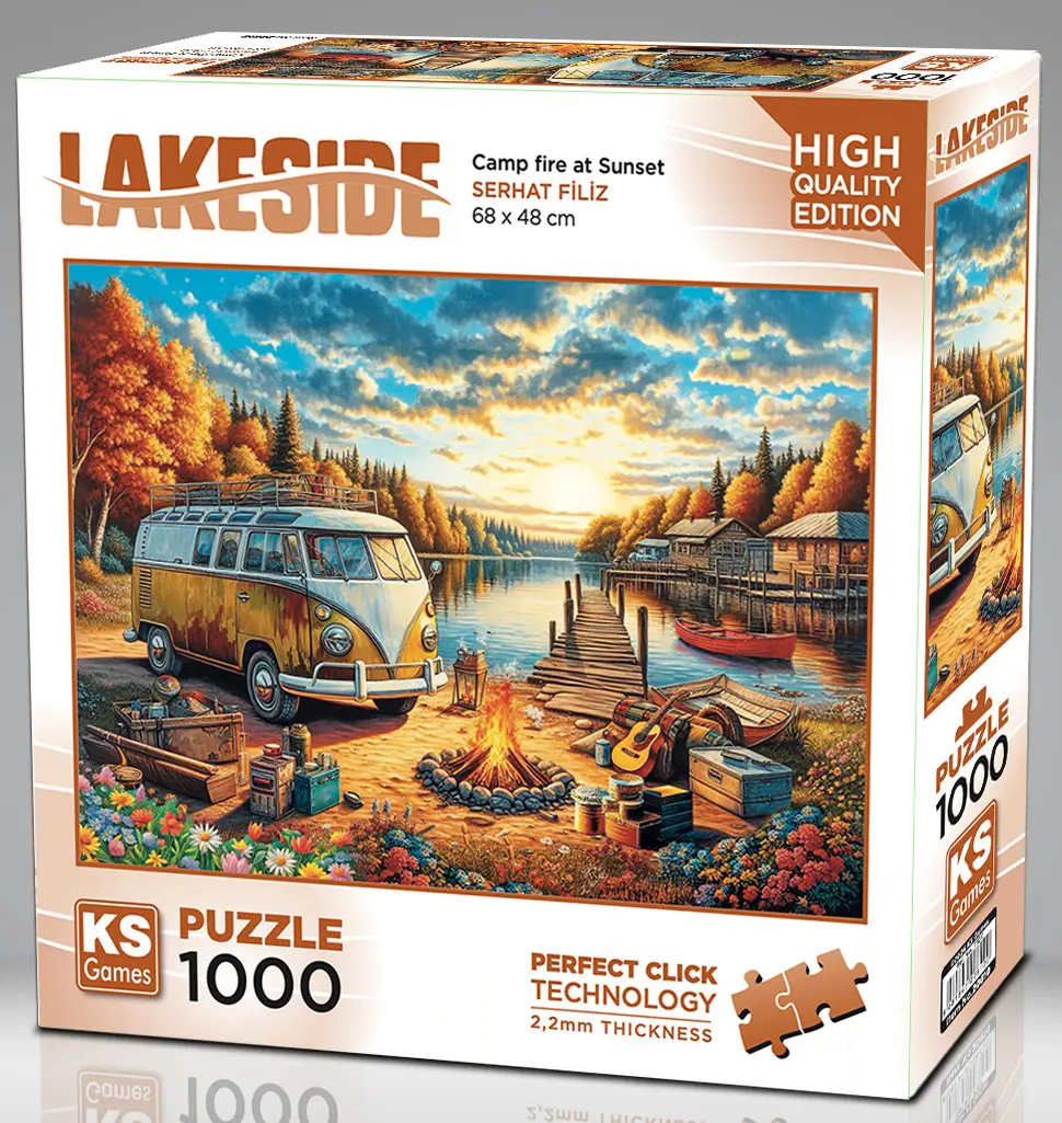 Puzzle Táborový oheň Vosvos pri západe slnka