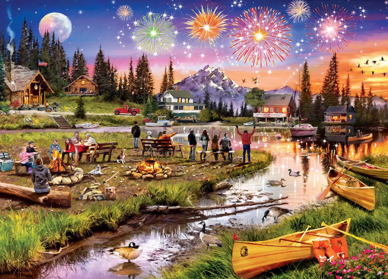 Puzzle Tűzijáték a hegyen
