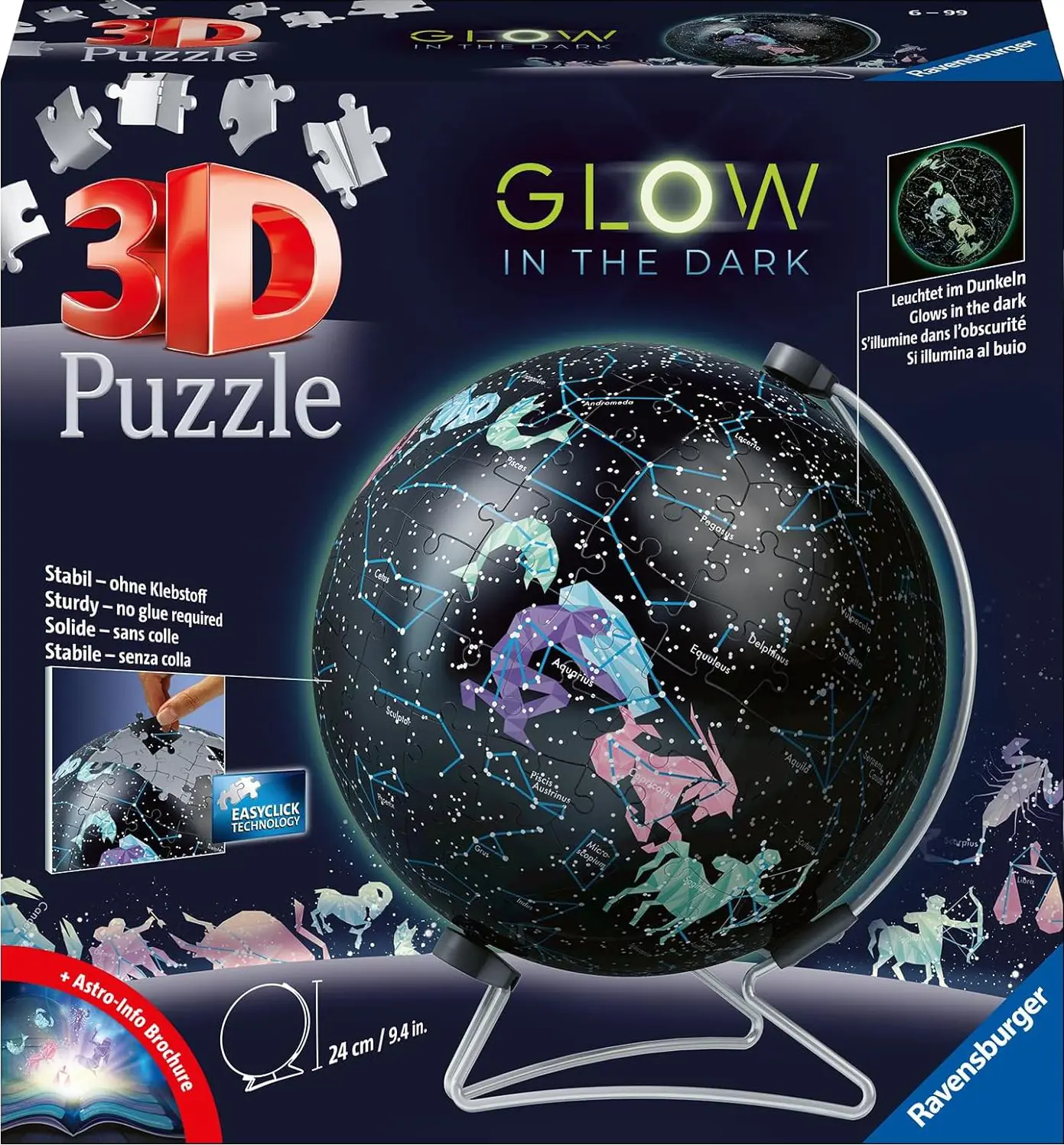 Puzzle 3D Hviezdna guľa, svietiace v tme