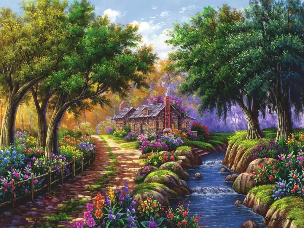 Puzzle Chata pri rieke