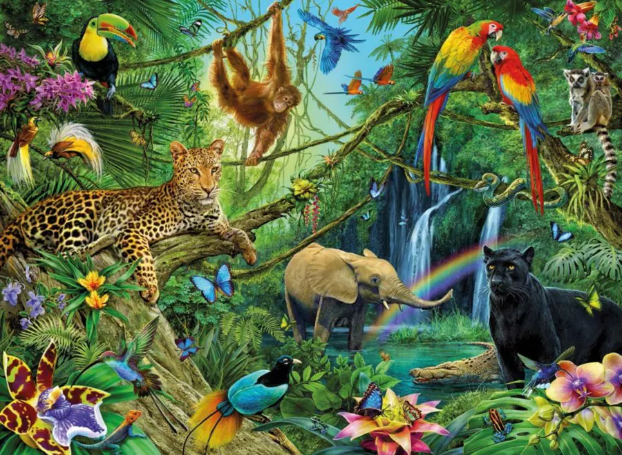 Puzzle Tiere im Dschungel