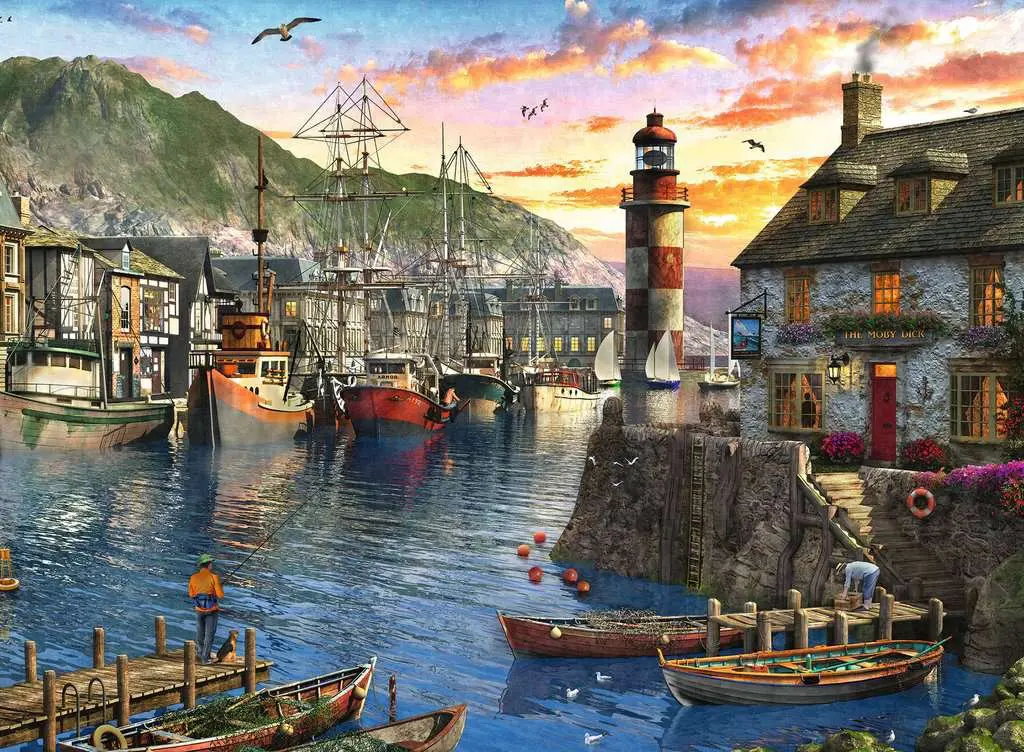 Puzzle Wschód słońca w porcie