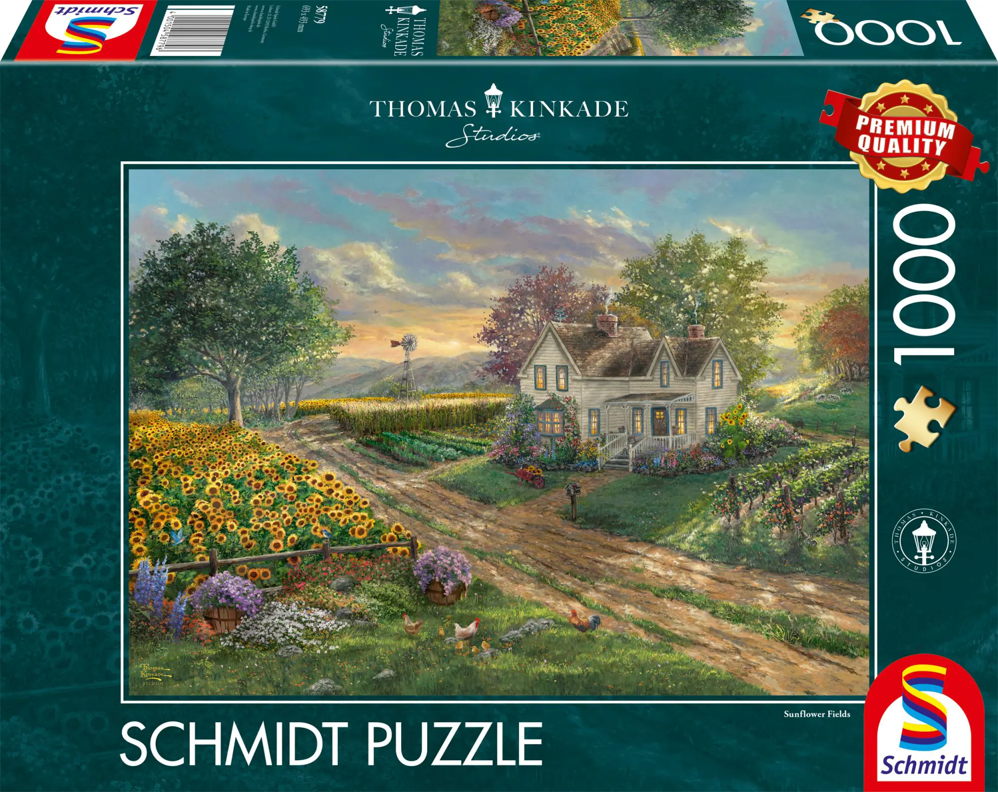 Puzzle Thomas Kinkade: Sunflower Fields, 1 000 pieces