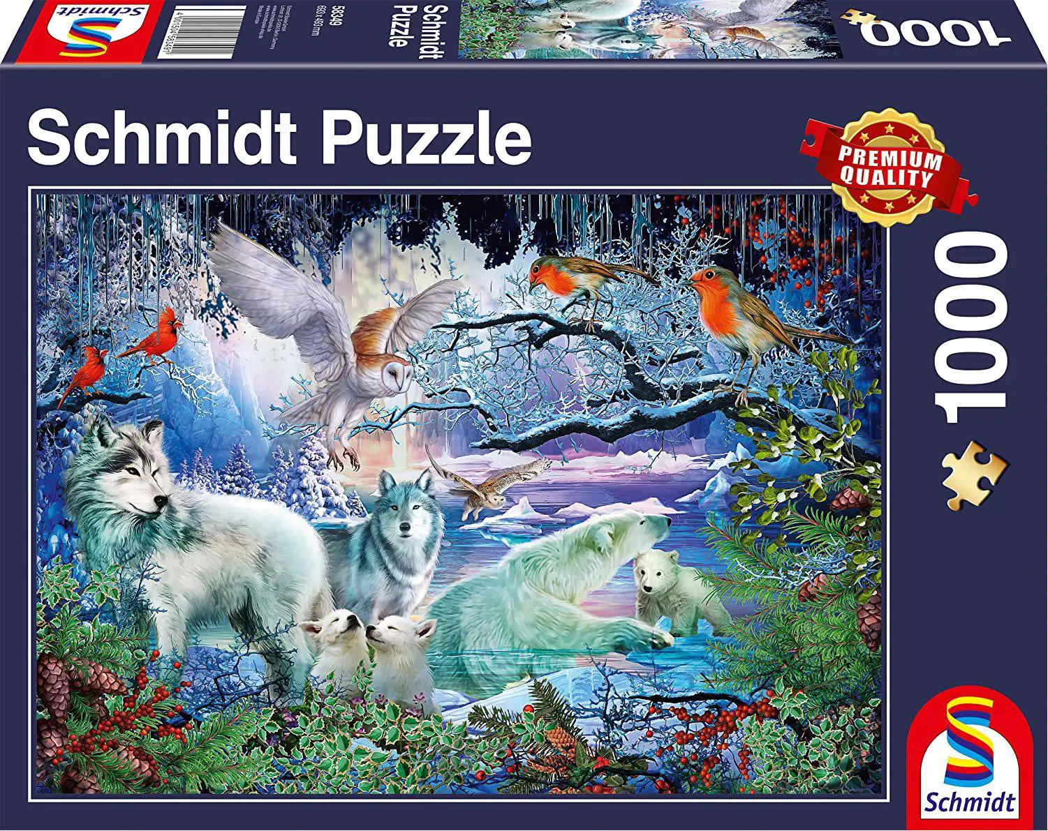 Puzzle Wolves in the winter forest, 1 000 pieces