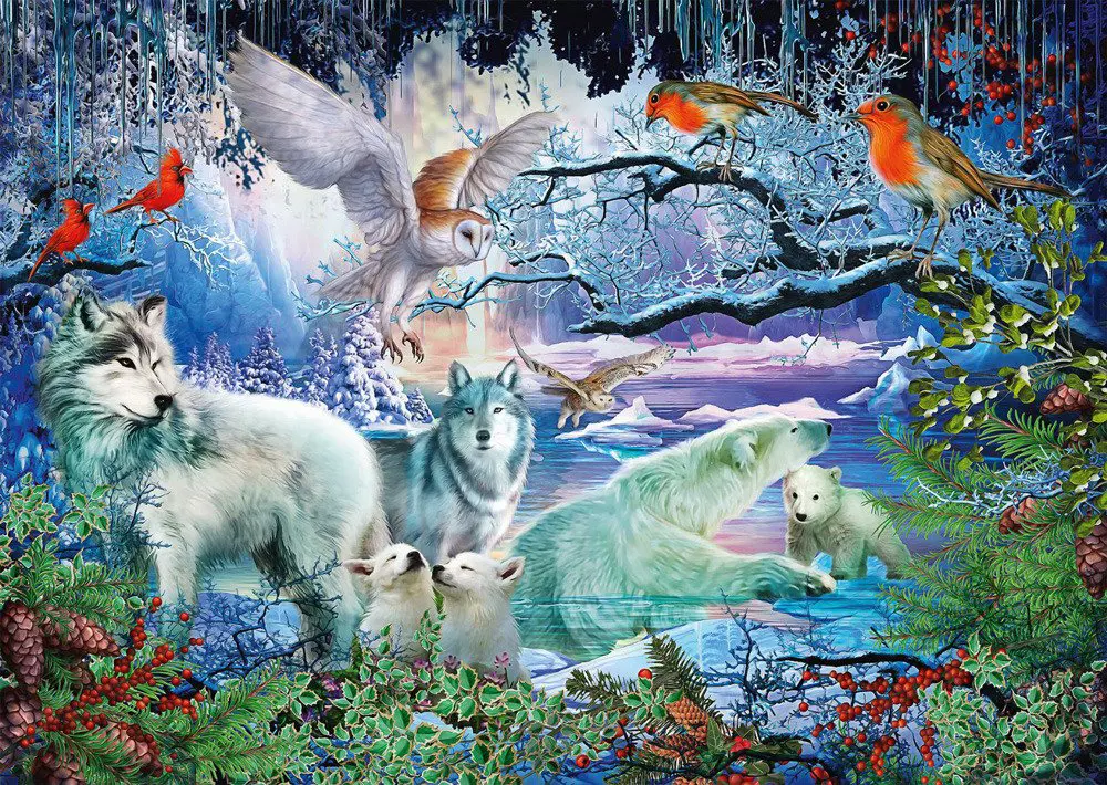 Puzzle Wolves in the winter forest, 1 000 pieces