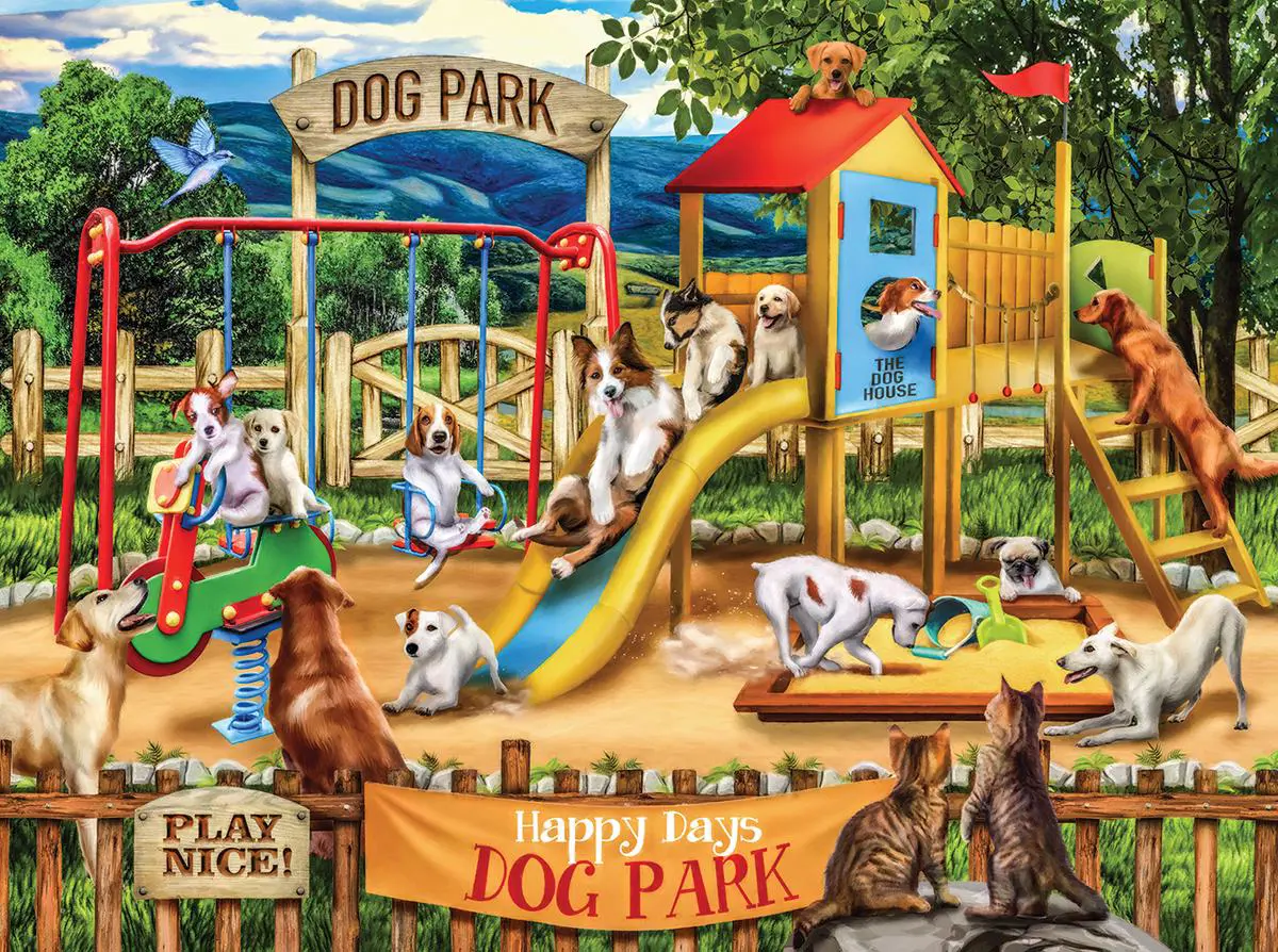 Puzzle Psí park, šťastný deň