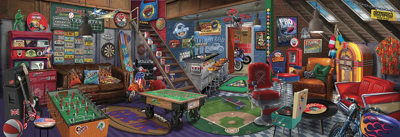 Puzzle Man Cave panoráma