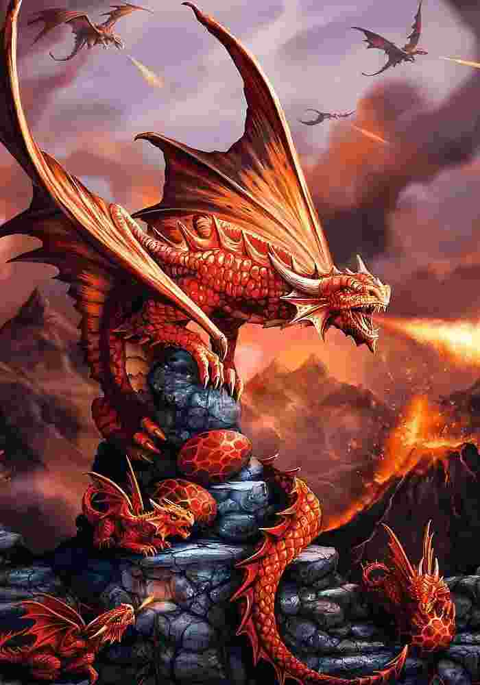 Puzzle Anne Stokes: Ohnivý drak - Premium Plus