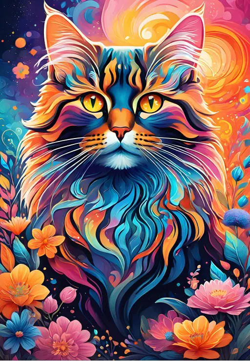 Puzzle Gato multicolorido