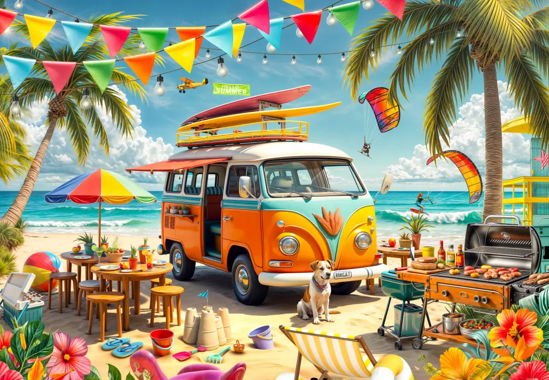 Puzzle Camping Van at the Beach