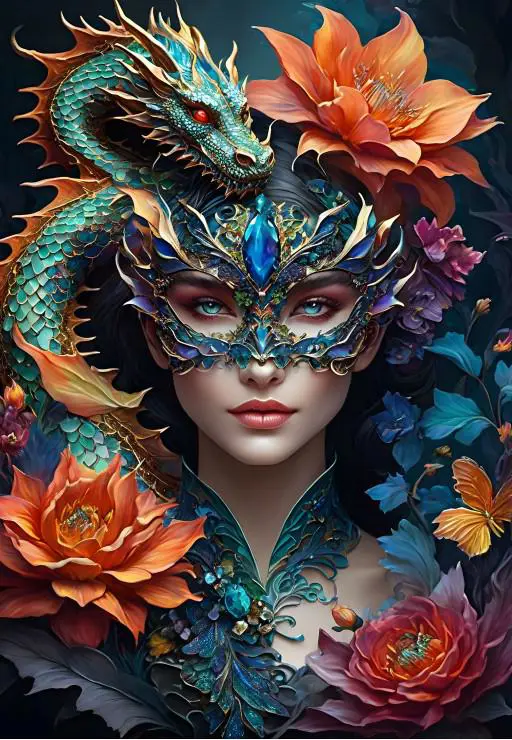 Puzzle Lady with a Dragon
