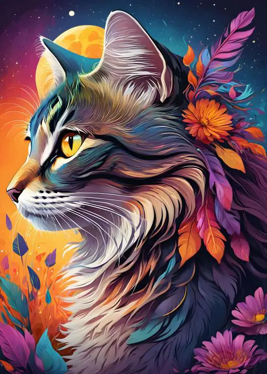 Puzzle Floral Cat