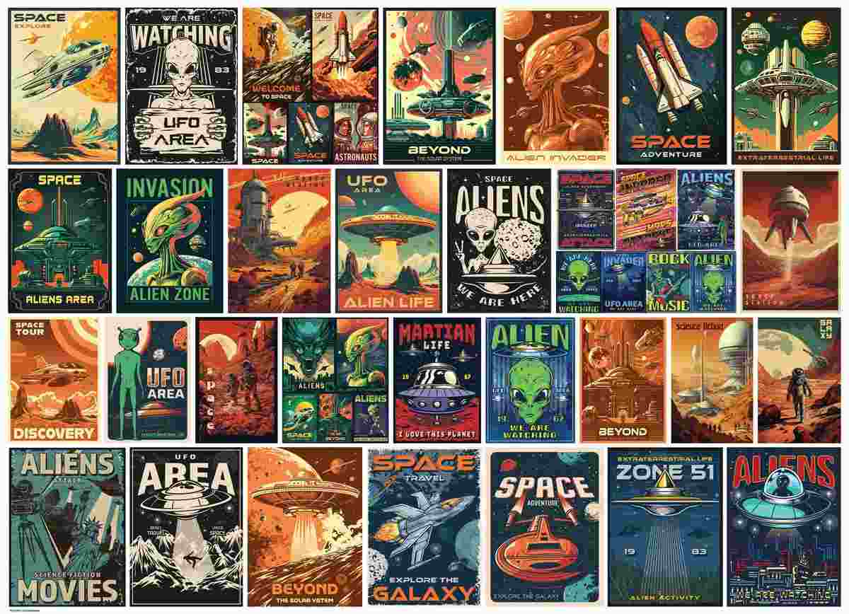 Puzzle Collage einer außerirdischen Invasion