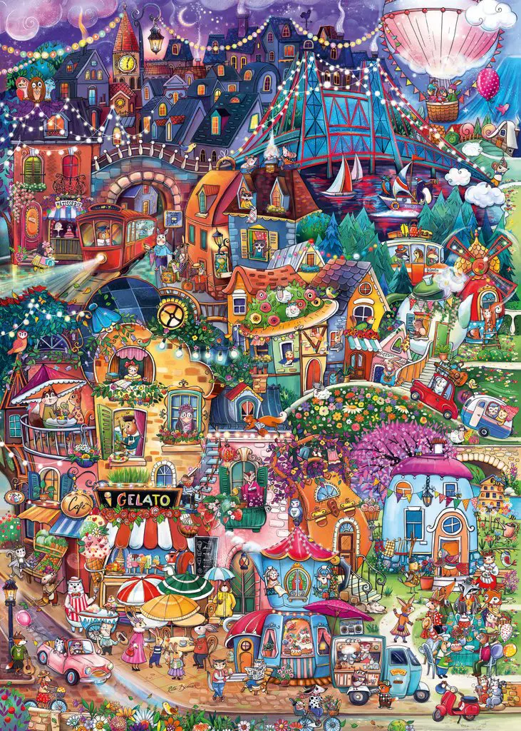 絵画 Happy town Puzzle Happy Town: Good Evening!, 1 000 pieces