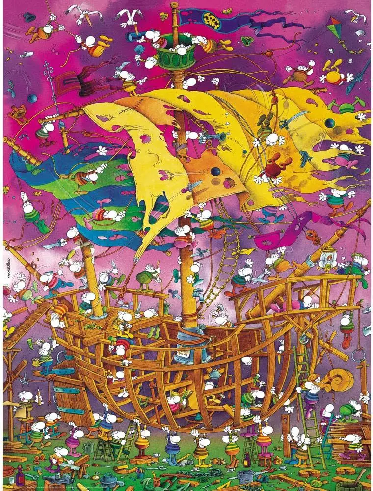 Puzzle Poškodený obal Mordillo: Zachráňte loď!