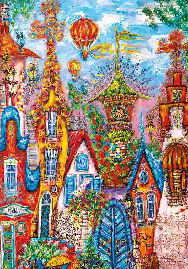 Puzzle Očarujúca dedina: Modrá brána