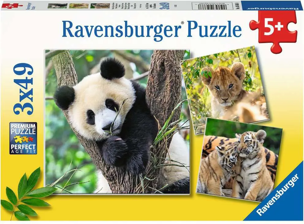 Puzzle 3x49  Panda, tiger and lion