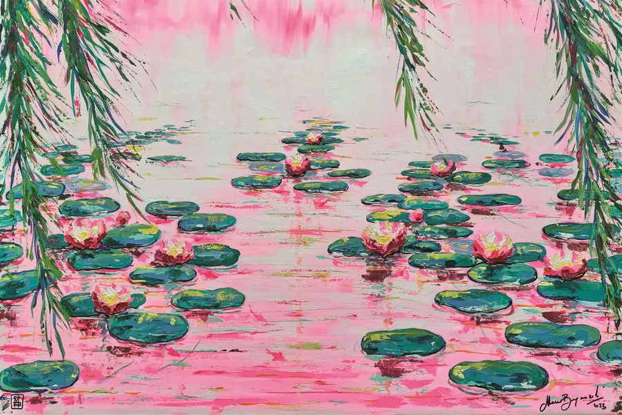 Puzzle Lake with water lilies