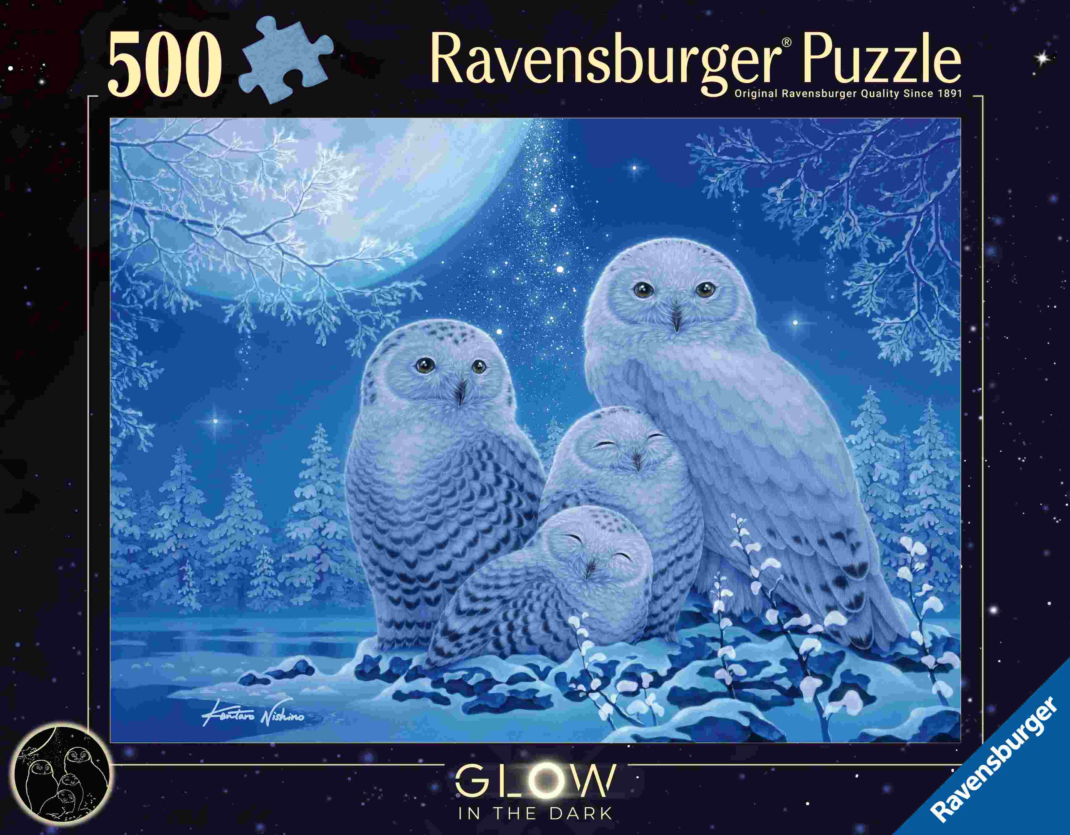 Puzzle Sovy v mesačnom neóne