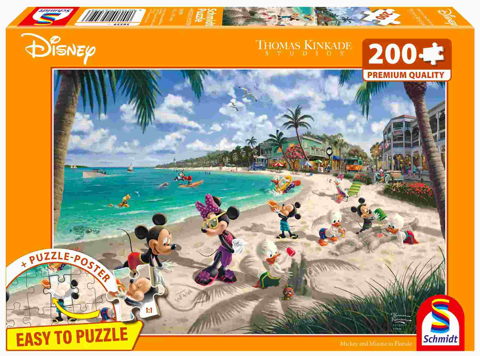 Puzzle Thomas Kinkade: Mickey and Minnie in Florida, 200 pieces