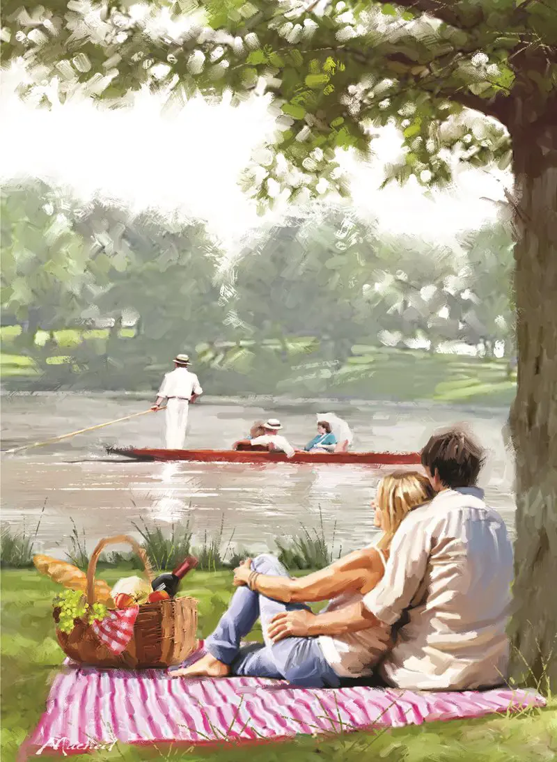 Puzzle Picknick am Fluss