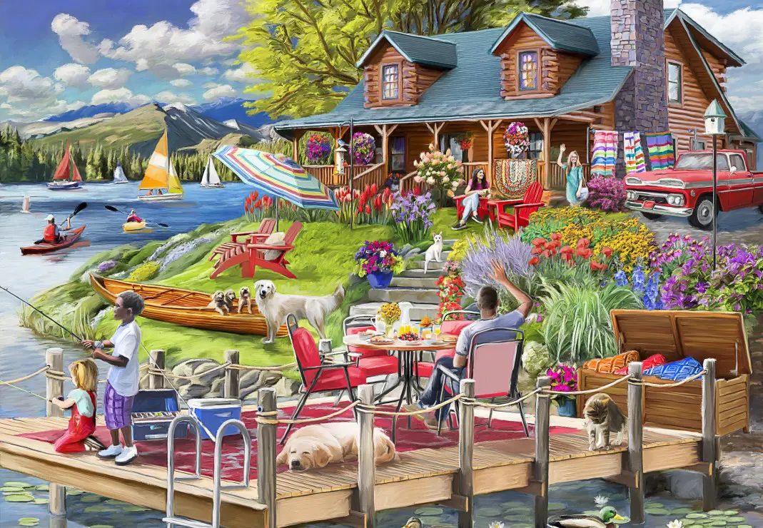 Puzzle Lake View Cabin Mountain Time