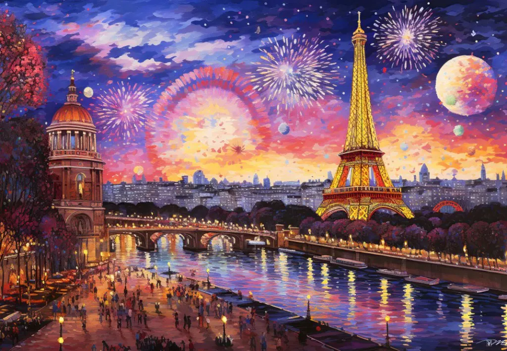 Puzzle Landscape In Pointillism