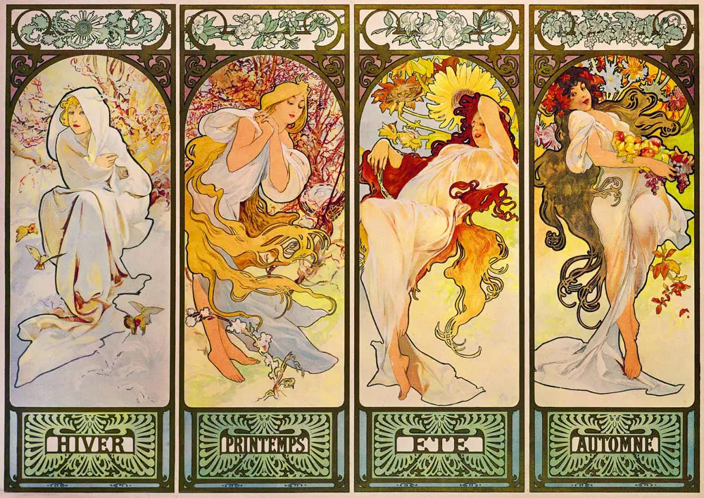 Puzzle Alfons Mucha: Štyri ročné obdobia