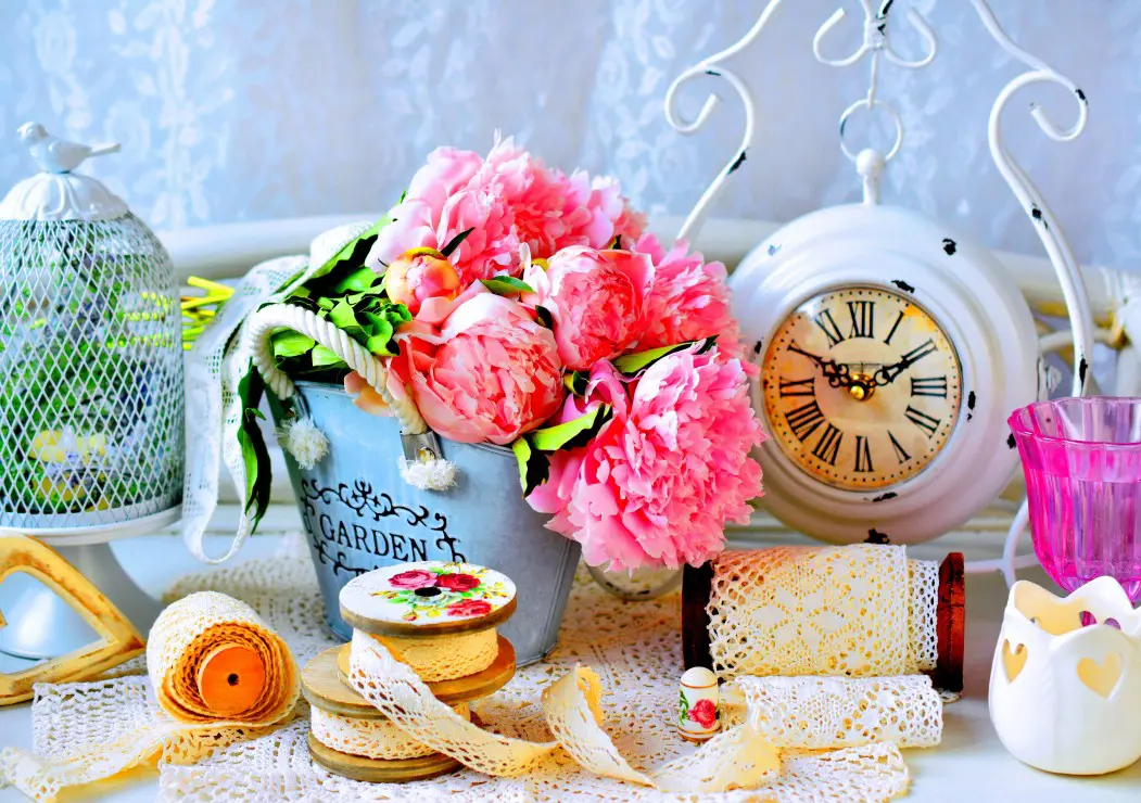Puzzle Pink Peony Flowers