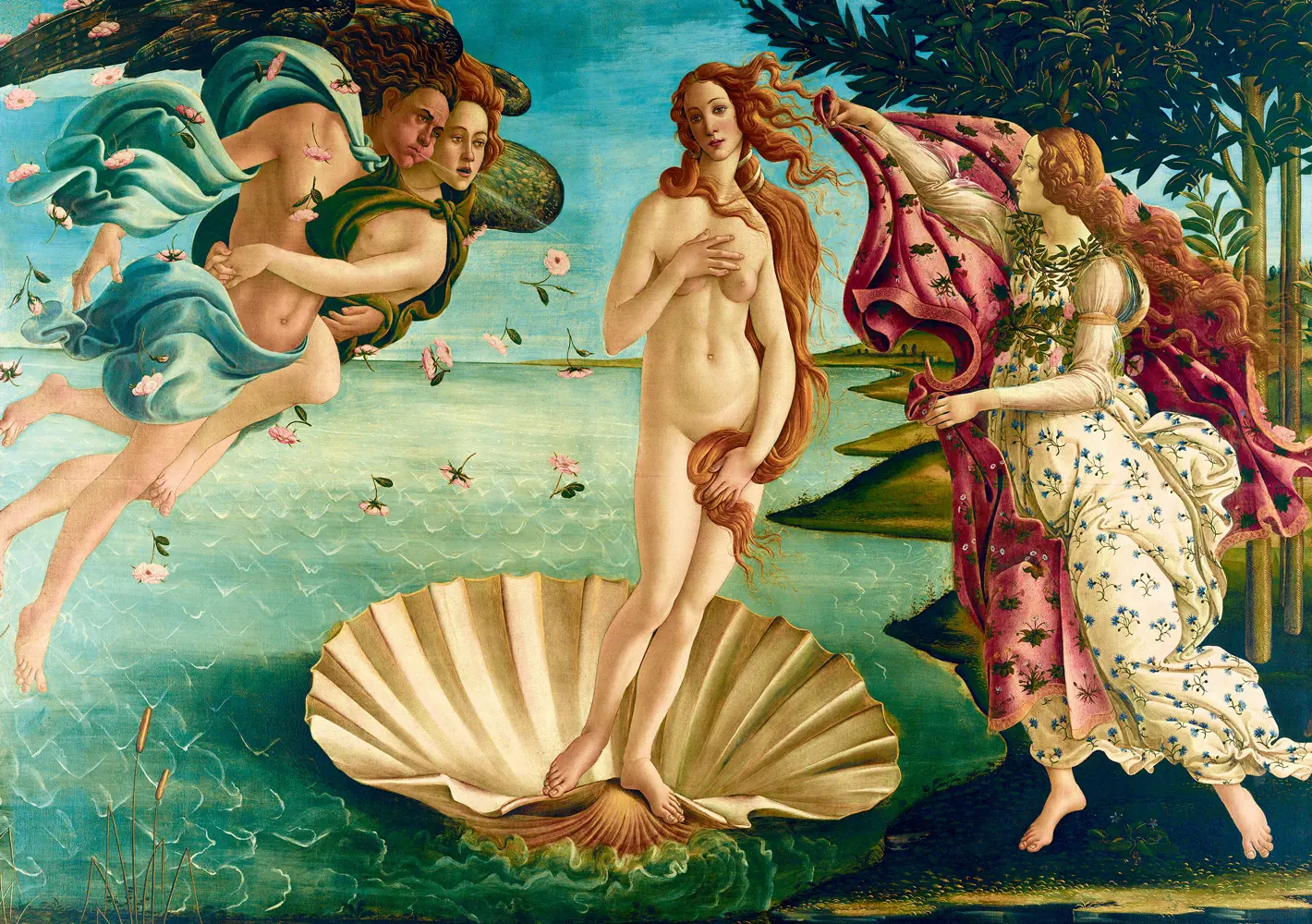 Puzzle Botticelli: Zrodenie Venuše, 1485