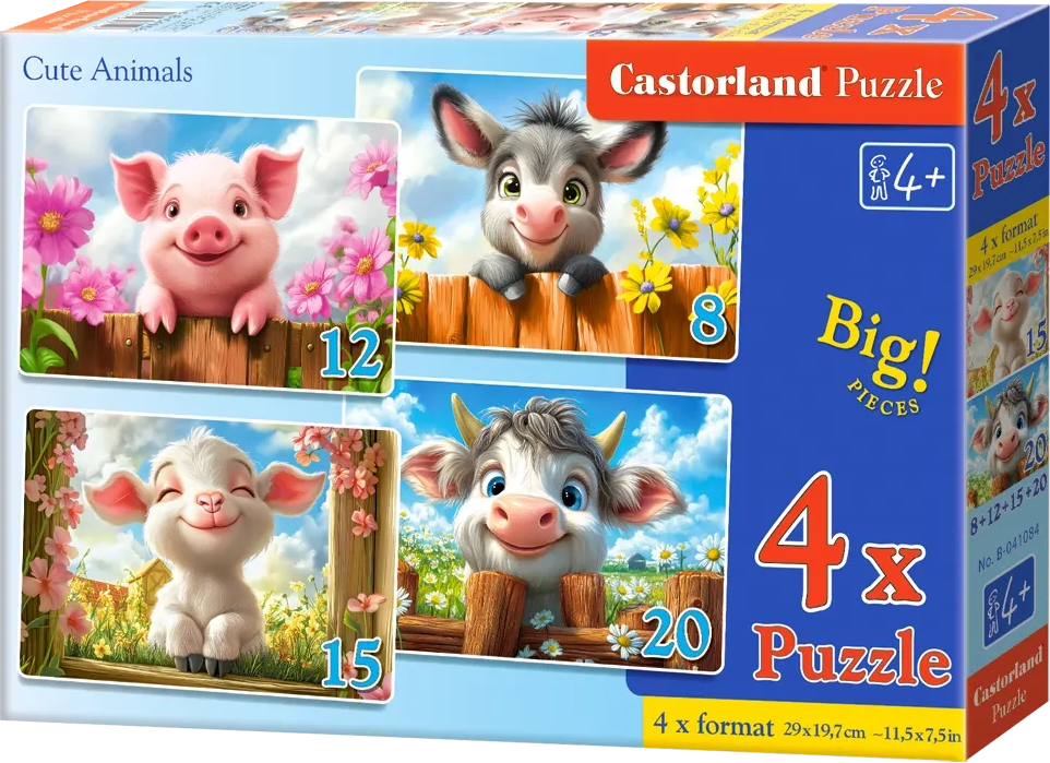 Puzzle 4v1 Animais bonitos