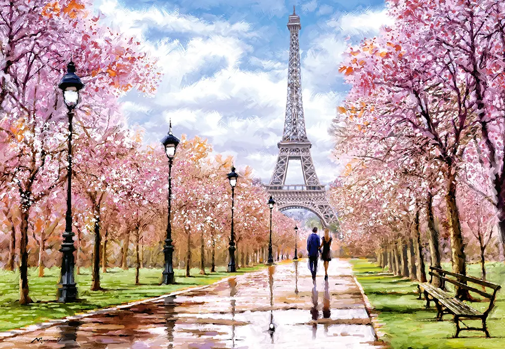 Puzzle Romantická prechádzka v Paríži