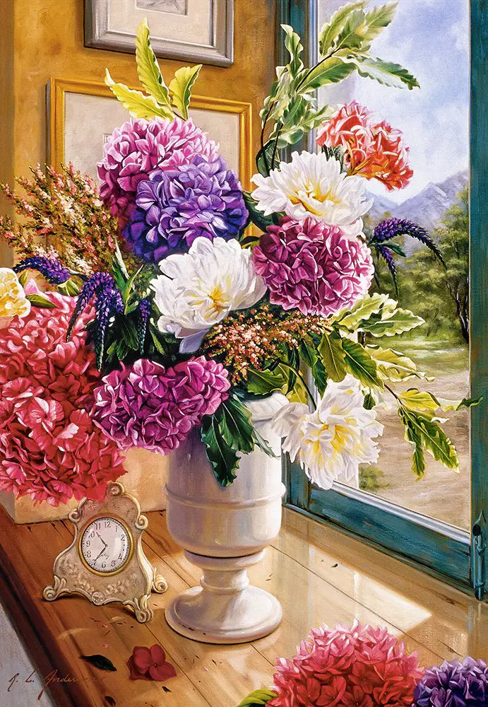 Puzzle Still Life with Hydrangeas