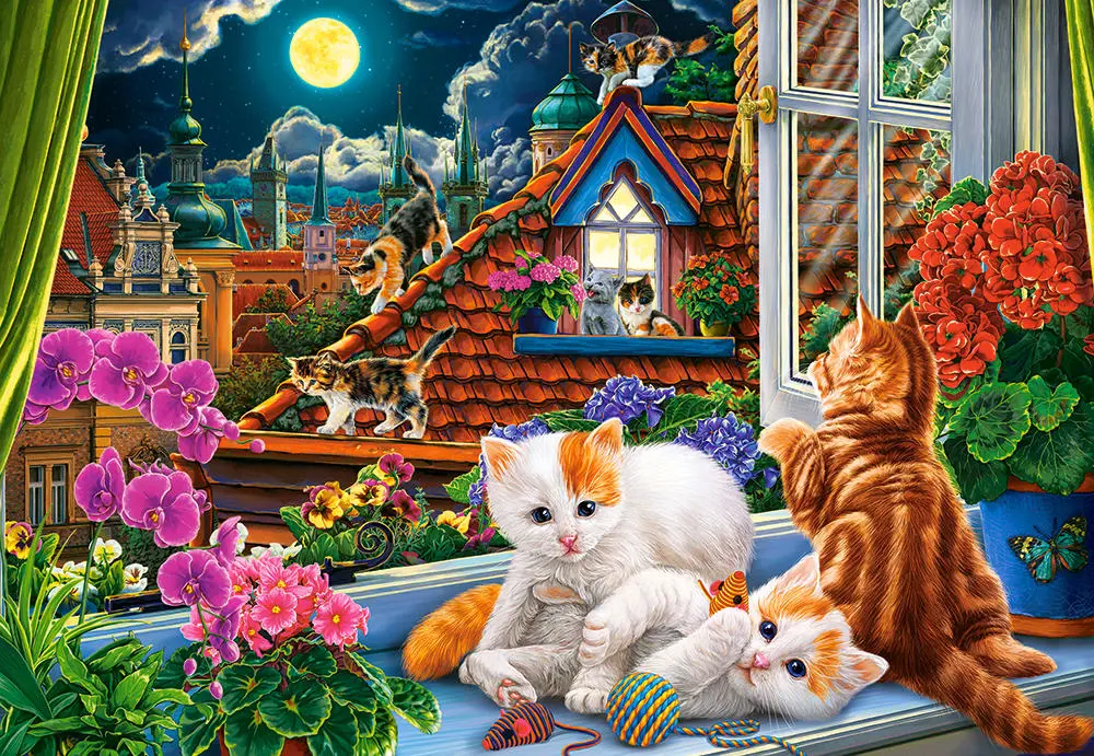 Puzzle Kittens on the Roof