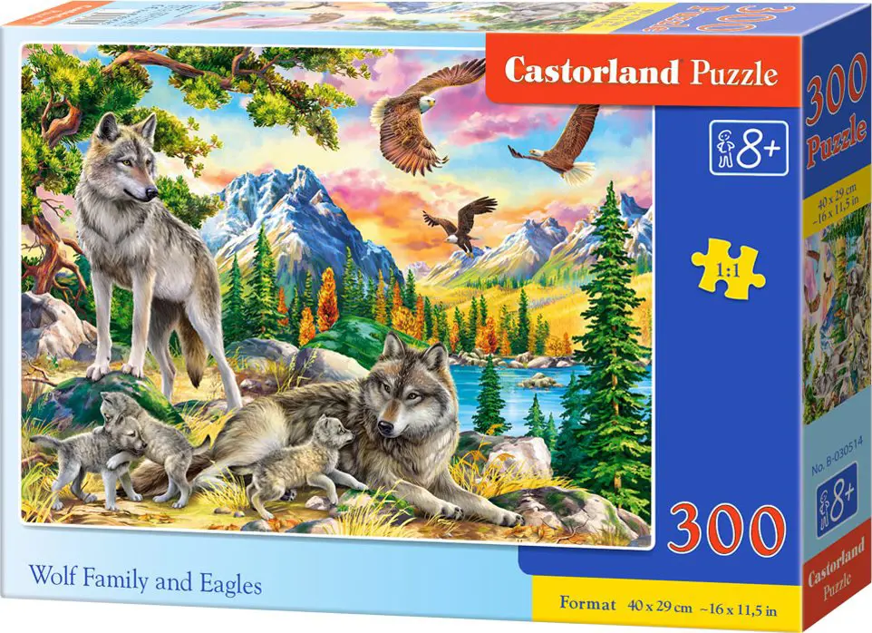 Puzzle Vlčia rodina a orly