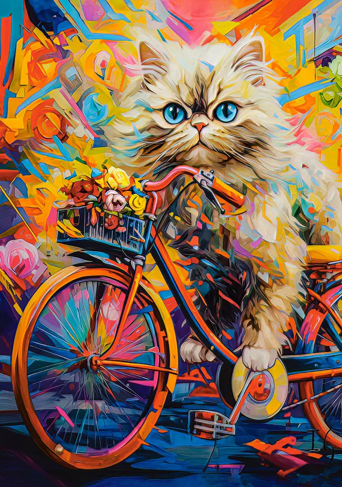 Puzzle Mačiatko kvetinová jazda